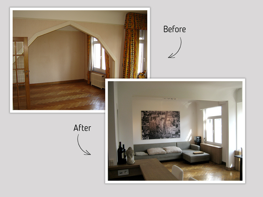 Rénovation de salon avec cheminée